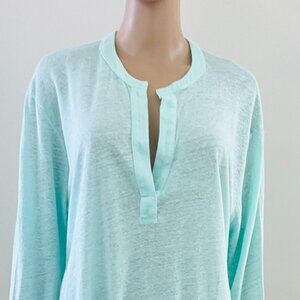 Vineyard Vines Longsleeve Linen Henley Size Large Crystal Blue Shirt